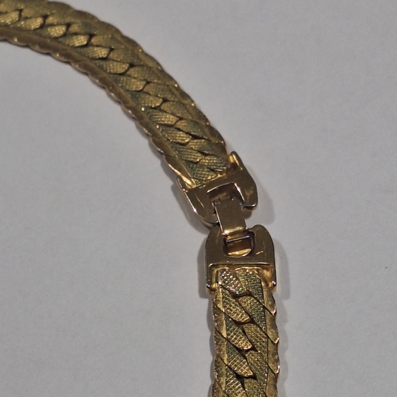 Vtg Gold Tone Clear Rhinestones Cocktail Collar Necklace 16.5" Foldover Clasp - Picture 12 of 14